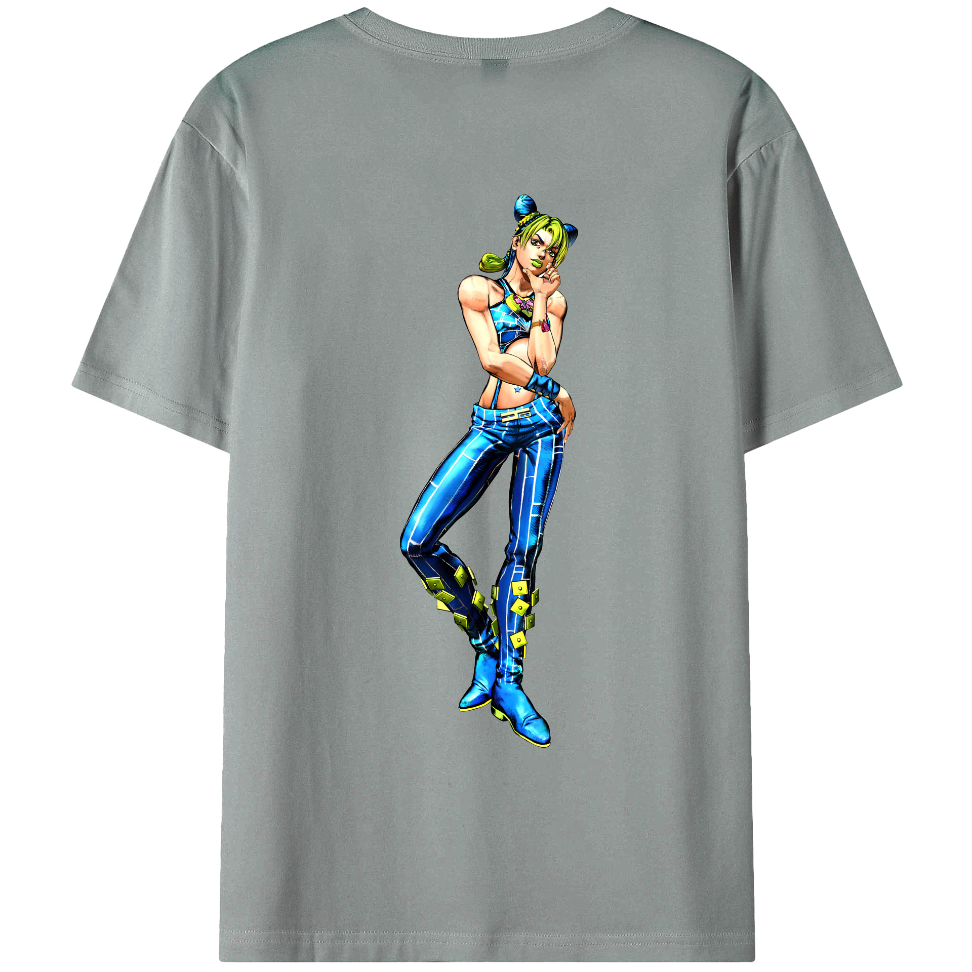 （画像用） "ジョジョの奇妙な冒険 くうじょう ジョリーン JoJo's Bizarre Adventure Jolyne Cujoh " 綿100％ メンズ半袖Tシャツ（バックプリント） 通気性